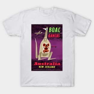 Vintage Travel Poster Australia BOAC Qantas T-Shirt